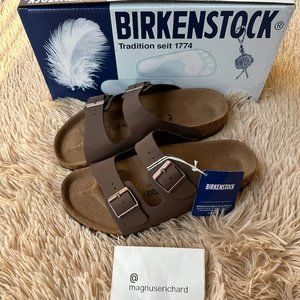 Women's Arizona Birko-Flor Nubuck Mocha Sandals Birkenstock NWT original box